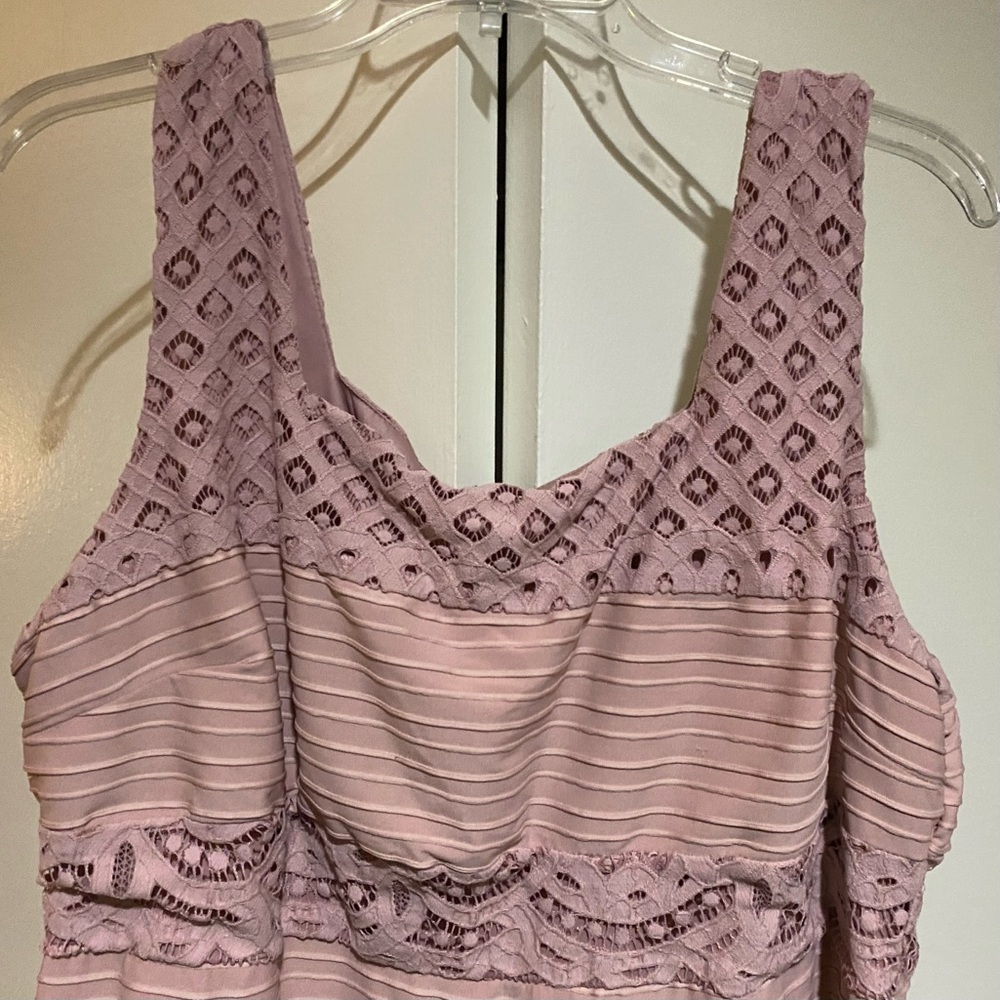 Lace Pattern Mini Dress in Dusty Pink - Picture 2 of 5